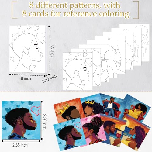Cholemy 36 Pcs Paint and Sip Kit for Adults 8''x10'' Pre Drawn Canvas for Painting DIY Afro Acrylic Painting Kit Wood Easel Brushes Date Night Bulk for Summer 4th of July Party Gift(Couple) - style: Couple
