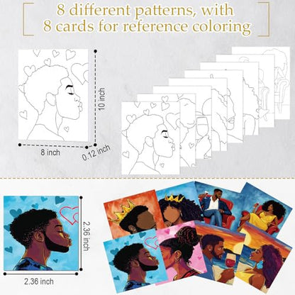 Cholemy 36 Pcs Paint and Sip Kit for Adults 8''x10'' Pre Drawn Canvas for Painting DIY Afro Acrylic Painting Kit Wood Easel Brushes Date Night Bulk for Summer 4th of July Party Gift(Couple) - style: Couple