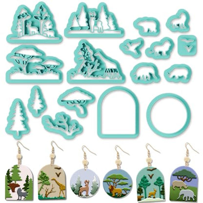 ORIGACH 17 Pcs Forest and Animals Polymer Clay Cutters Set Earring Clay Cutter DIY Craft Supplies for Earring and Jewelry Making - style: Forest & Animals