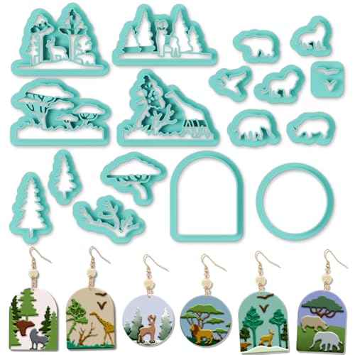 ORIGACH 17 Pcs Forest and Animals Polymer Clay Cutters Set Earring Clay Cutter DIY Craft Supplies for Earring and Jewelry Making - style: Forest & Animals