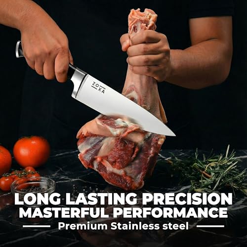 Kitchen Knife Set with Block, 15-Piece Stainless Steel Chef Knife Set, Kitchen Knives with Steak Knives, Honing Rod & Kitchen Scissors, Knife Block Set
