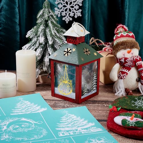 2 Sheets Christmas Theme Silkscreen Stencil, Father Christmas Painting Stencils Templates Santa Claus Jingle Bell Self-Adhesive Silk Screen Printing for Wall Border Wood Fabric Home - style: Christmas Elements