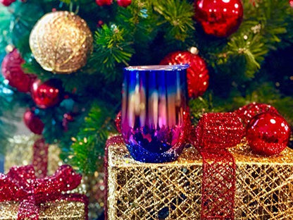 CHILLOUT LIFE 12 oz Stainless Steel Wine Tumbler with Lid - Double Wall Vacuum Insulated Wine Cup Glass Keeping Cold & Hot for Coffee, Champagne, Cocktails, Ice Cream - Colorful Rainbow - color: Rainbow, style: 1 Pack