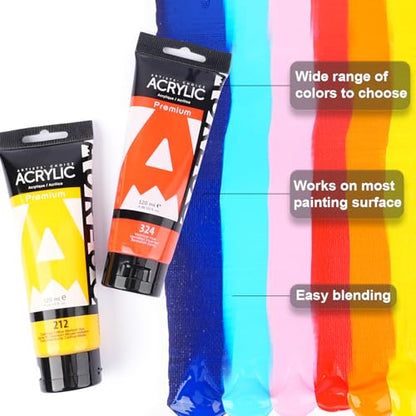 AUREUO Phthalo Blue Acrylic Paint, 4 Fl Oz / 120ml Single Tube Phthalocyanine Blue, Rich Pigment Art Craft Paints for Canvas, Rocks, Wood, Ceramic, Fabric - color: Phthalocyanine Blue, size: 4 Fl Oz (Pack of 1)