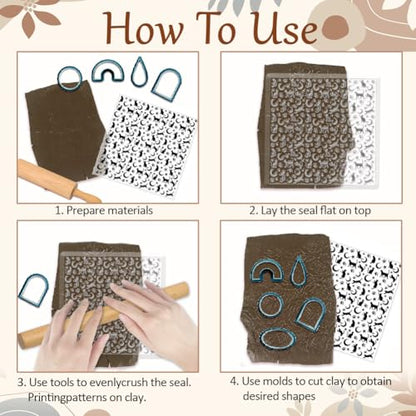CHGCRAFT Cat Polymer Clay Texture Sheets Moon Stars Texture Stamp Sheets Silicone Texture Stamp Clay Texture Mat Texture Sheets for Polymer Clay Jewelry and Clay Earrings Tools - style: Cat