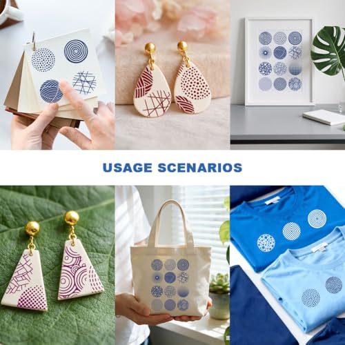 2 Pcs Geometric Circle Silk Screen Stencil, Polka Dot Self-Adhesive Reusable Silk Screen Printing Stencils Template for Painting on on Polymer Clay, Earrings, Wood, Fabric & DIY Crafts - style: Polka Dot