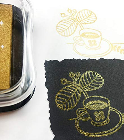 Tsukineko Delicata Ink pad, Golden Glitz - color: Golden Glitz, size: 4 x 4 cm
