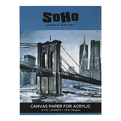 SoHo 180 GSM Acrylic Canvas Paper Pad 12x16 20-Sheets - 12 Pack - size: 12x16" - 12 Pack