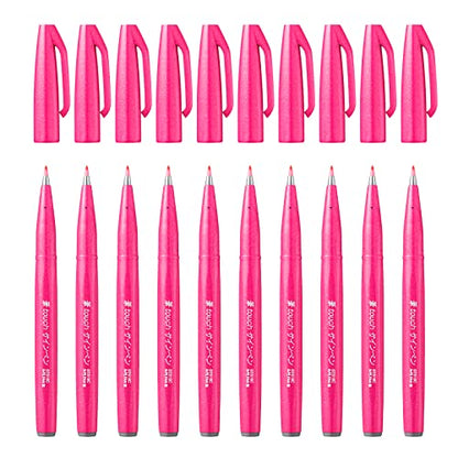 Pentel Brush Sign Pen - Pink (Pack of 10) - color: Pink