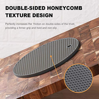 4 Pcs Trivets for Hot Dishes, Kitchen Heat Resistant Silicone Trivet, Extra Thick, Large, Non Slip (2. Gray) - color: 2. Gray