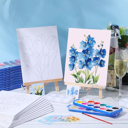 Ctosree 12 Sets Pre Drawn Canvas Kit for Painting Adults Sip and Paint Kit Art Pre Printed Canvas Bulk for Adult Date Night, Art Party & Holiday Gift(Vivid Flower,8 x 10 in) - size: 8 x 10 in, style: Vivid Flower