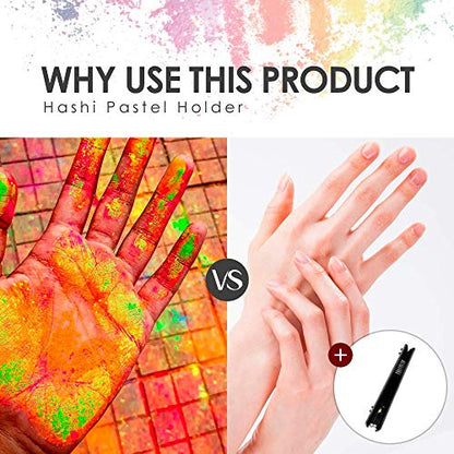 HA SHI Adjustable Pastel Holder Set (2pcs), Universal Art Stick Extender for Soft Pastels, Charcoal & Erasers, Professional Grip Tool for Adult Artists, Prevents Breakage & Stains - color: Pastel Holder (2 Pieces)