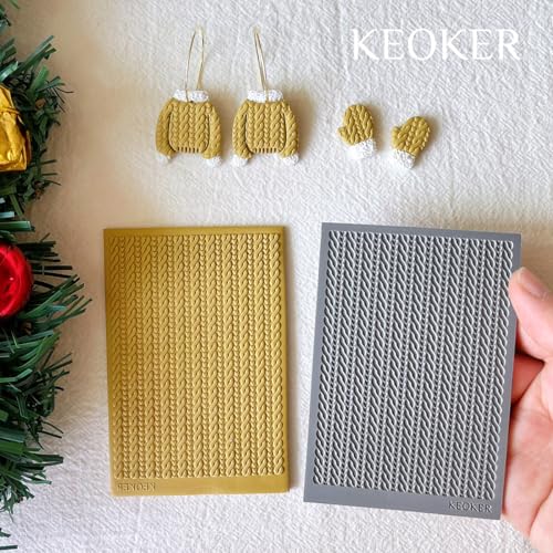 Keoker Polymer Clay Texture Sheet Christmas, Christmas Clay Texture Mat for Making Earrings Jewerly, Christmas Polymer Clay Earrings Tools (Style All 1-3) - color: Style All 1-3
