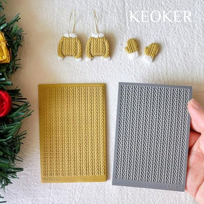 Keoker Polymer Clay Texture Sheet Christmas, Christmas Clay Texture Mat for Making Earrings Jewerly, Christmas Polymer Clay Earrings Tools (Style 3) - color: Style 3