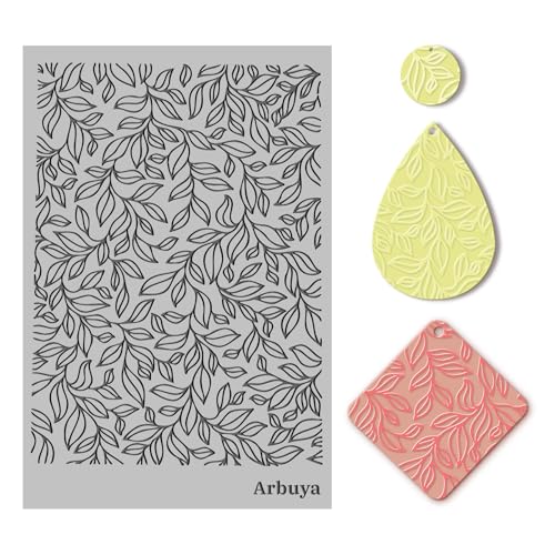 Polymer Clay Leaves Texture Sheets for Earring Jewelry Making, Clay Leaf Texture Mats for Clay Projects Polymer Clay Leaves Stamps Earrings Tools
