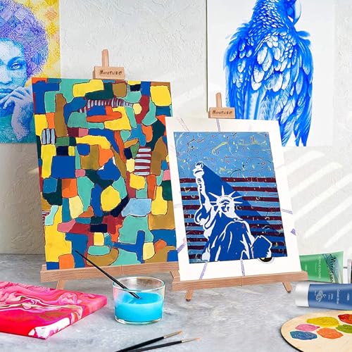 Miratuso Painting Easel, Folding Wooden Tabletop Easel Stand Holds Highest to 22" Canvas, Portable Desktop Easel Suitable for Artists, Beginners, Students - style: Single