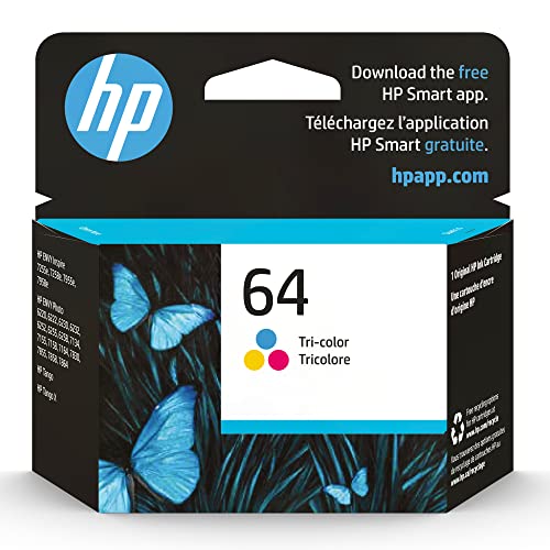 HP 64 Tri-Color Ink Cartridge | Works with Envy Inspire 7950e; Envy Photo 6200, 7100, 7800; Tango Series | Eligible for Instant Ink | N9J89AN - style: CMY