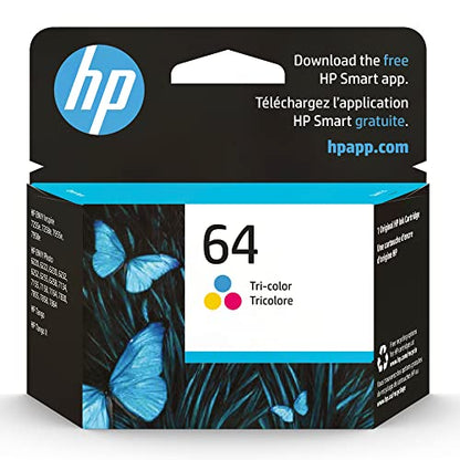 HP 64 Tri-Color Ink Cartridge | Works with Envy Inspire 7950e; Envy Photo 6200, 7100, 7800; Tango Series | Eligible for Instant Ink | N9J89AN - style: CMY