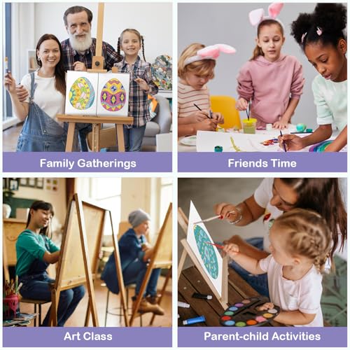 12 Packs Pre Drawn Canvas to Paint, 5" X 7" Easter Eggs Pre Printed Canvas for Kids, Pre Stretched Canvas Outline Painting Boards for Beginners, Students, Party Favor - style: Easter