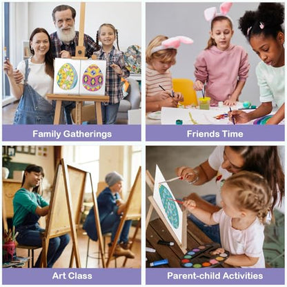12 Packs Pre Drawn Canvas to Paint, 5" X 7" Easter Eggs Pre Printed Canvas for Kids, Pre Stretched Canvas Outline Painting Boards for Beginners, Students, Party Favor - style: Easter
