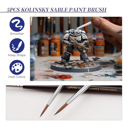 Kolinsky Sable Miniature Paint Brushes - Golden Maple 7pcs Detail Paint Brushes Drybrushes for Acrylic Watercolor, Small Fine Detail Paint Brush Set for Mini Paints (red) - color: Red