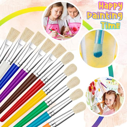 20 Pcs Kids Paint Brushes Bulk - Round & Flat, Easy Clean & Hold Toddler Brushes for Acrylic, Oil, Watercolor Washable Paint - color: 20 Pack