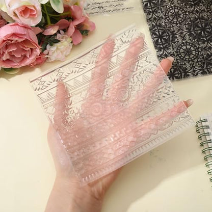 Large Flowers Polymer Clay Texture Sheet Silicone Texture Stamp Sheets Floral Clear Texture Mat Modeling Pattern Pad Reusable for Scrapbooking Polymer Clay Pottery Earrings Jewelry Making - style: Large Flower