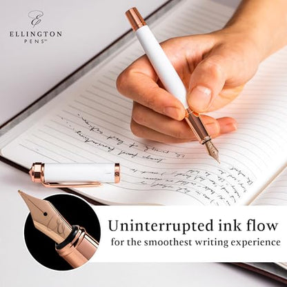 Ellington Pens Luxury Fountain Pen Set - Smooth Medium Nib - Includes 3 Ink Cartridges, Refillable Ink Converter, Gift Box - Fountain Pens For Writing, Calligraphy, Journaling, Sketching (Alpine Rose) - color: Alpine Rose, style: Medium