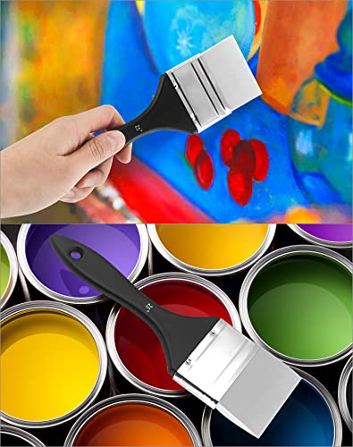 QWORK Paint Brush, Silicone Color Shaper Tool, 4 Pcs (1 inch, 1.5 inch, 2 inch, 2.5 inch) Solid Flat Flexible Acrylic Brush Water Based Painting Tool for Move and Remove Acrylic Paints