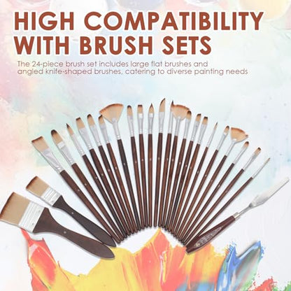 25pcs Paint Brush Set for Acrylic Painting, Acrylic Paint Brushes with Palette Knife and Cloth Roll, Paint Brushes Oil Watercolor Canvas for Artists and Beginners