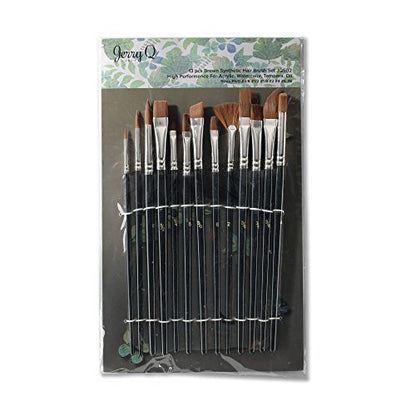 13 Pcs Paint Brushes,Premium Quality Brown Synthetic Hair, High Performance for Oil, Acrylic, Tempera, Watercolor JQ-502