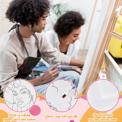 Sherr 285 Pcs 30 Sets Sip and Paint Kit for Adults, Pre Drawn Canvas Kit for Painting Acrylic Painting Favor Bulk for DIY Birthday Gifts Adult Date Night Party Suppliers(Charming Lady) - style: Charming Lady
