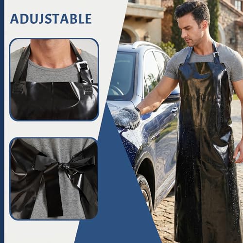 Nanxson TPU Waterproof Apron Lightweight Work Apron with Adjustable Buckle | Liquid Resistant,Neck buckle design,Easy to clean,Unisex,Butcher Apron for Dishwashing Grooming,Halloween - color: Black