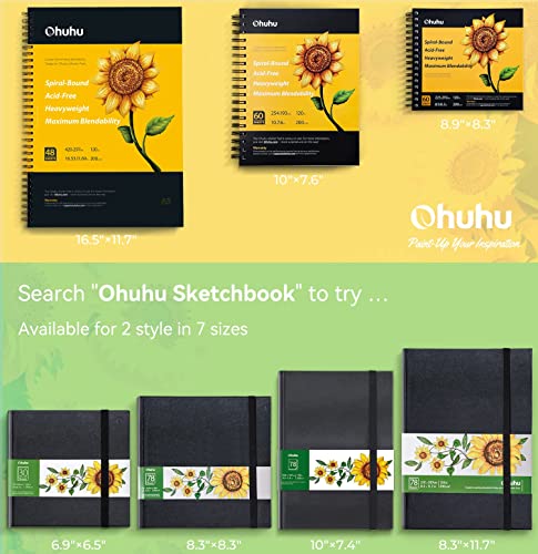 Ohuhu Marker Pads Art Sketchbook - 8.3" x 8.3" Portable Square Size -120 LB/200 GSM Drawing Papers - 60 Sheets/120 Pages - Spiral Bound Sketch Drawing Book for Alcohol Markers Christmas Gift - size: 8.3" x 8.3"