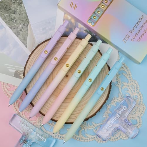YOXMJDB Gel Pens, 12 Pcs 0.5mm Fine Point Smooth Writing Pens Japanese Cute Pens, High-End Series Black Ink Pens for Journaling Note Taking, School Office Supplies for Women Men (12 Pcs Ombre) - color: 12 Pcs Ombre