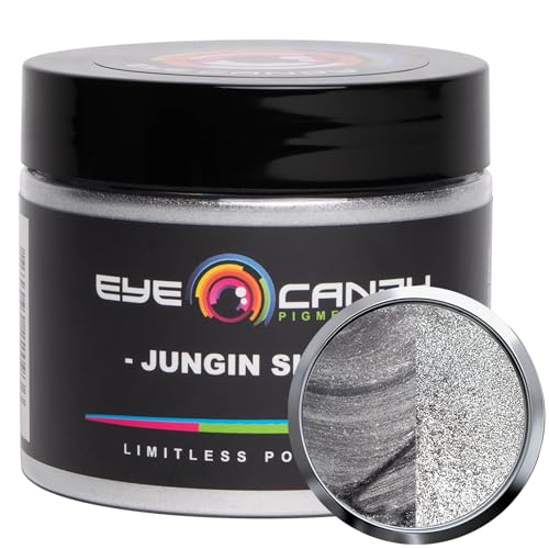 Eye Candy Pigments Premium Silver Mica Powder - Jungin Silver (50gr) - for Epoxy, Resin, Soap, Paint, Woodworking, Acrylic Pouring, Bath Bombs, Fishing Lures - DIY Arts and Crafts Additive - color: Jungin Silver