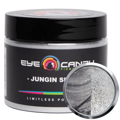 Eye Candy Pigments Premium Silver Mica Powder - Jungin Silver (50gr) - for Epoxy, Resin, Soap, Paint, Woodworking, Acrylic Pouring, Bath Bombs, Fishing Lures - DIY Arts and Crafts Additive - color: Jungin Silver