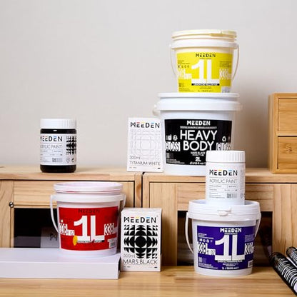 MEEDEN Black and White Acrylic Paint: 300ml/10oz x 2 Jars Heavy Body Gloss Acrylic Paint - Thick Art Paints for Professional Artists Painting on Canvas - color: Titanium White + Intense Black - 300ml