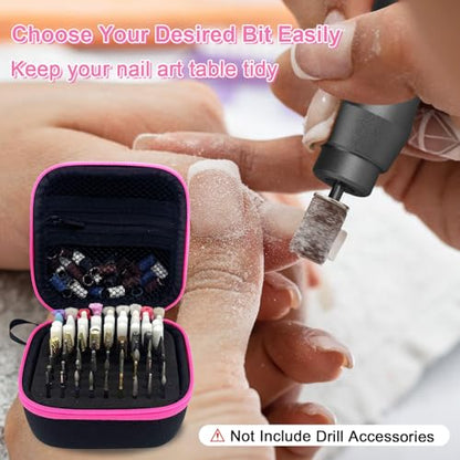81 Holes Nail Drill Bit Holder (ONLY CASE),Dustproof Portable Organizer Storage Bag with Large Mesh Pocket & High Density Foam to Avoid Slipping & Scratches, Nail Bits Professional Manicure Tools,Pink - color: Pink