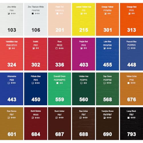 24x12ml/0.4 Fl Oz Tubes Oil Paint Set & 5 Pieces High Flexible Palette Knife Set