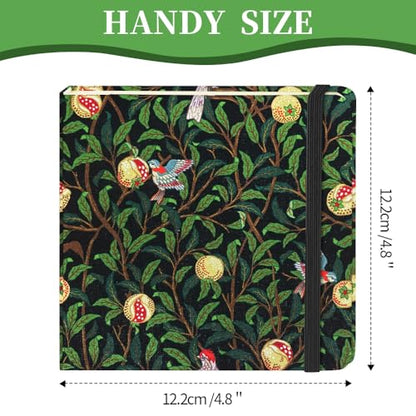 Square 4.8x4.8 inches 80gsm 96sheets/192 Pages Notebooks Blank Sketchbooks Travel Journal Pocket Hardcover Paint Writing Diary Memo Planner Cloth Cover. Pomegranate Bird - color: C Cloth Cover-Pomegranate Bird