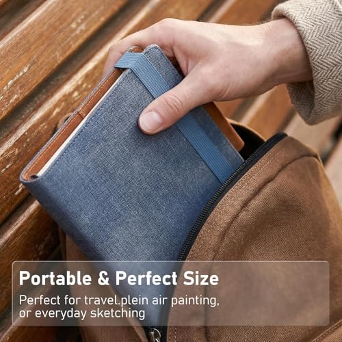 Watercolor Sketchbook A5 (8.3" x 5.8"), 24 Sheets 100% Cotton Hot Press 300GSM 140LB, Refillable Paper with Dual-Sided Consistent Texture, for Watercolor, Gouache, Acrylic & Mixed Media - color: Dark Brown