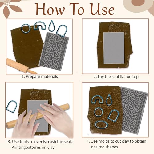 4 Pcs Tribal Patterns Clay Texture Mat Ethnic Pattern Polymer Clay Texture Sheets DIY Tools for Pottery Earring Jewelry Making Stamp Engraving Machines, 4x2.6inch - style: Tribal Patterns