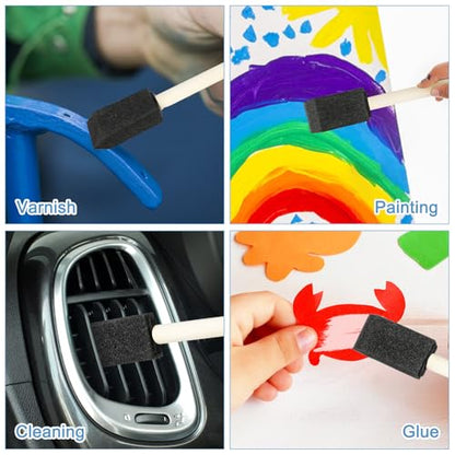 50Pcs Foam Paint Brushes, 1” Sponge Paint Brushes with Wood Handles, Foam Brushes for Painting Staining, Varnish, Touch Up