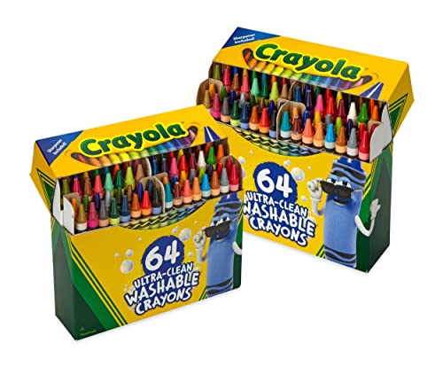Crayola Washable Crayons for Kids - 64ct (2 Boxes), Classroom Must Haves, Teacher School Supplies Essentials, Bulk Crayons for Toddlers [Amazon Exclusive]