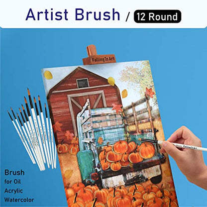 Falling in Art Paint Brushes Set, 12 PCS Nylon Professional Round Paint Brushes for Watercolor, Oil Painting, Acrylic, Face Body Nail Art, Crafts, Rock Painting - size: 12 Pcs Round Nylon