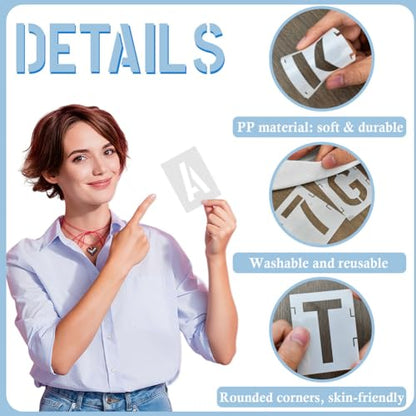 2 Inch 42 Pcs Reusable Letter Number Symbol Stencils, Plastic Painting Templates for Wood Wall Fabric Rock Chalkboard Signage School Door Porch DIY Art Craft Decoration Projects - size: 2 inch（White）