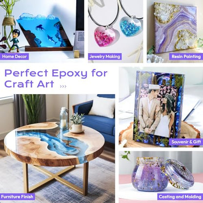 HeyClear 2 Gallon Epoxy Resin Kit with Pumps, Crystal Clear and Hard Upgraded 2 Part Resin and Hardener Resina Epoxica for Casting Coating, Countertop, Table top, Wood, Art DIY Handcraft Jewelry - size: 2 Gallon