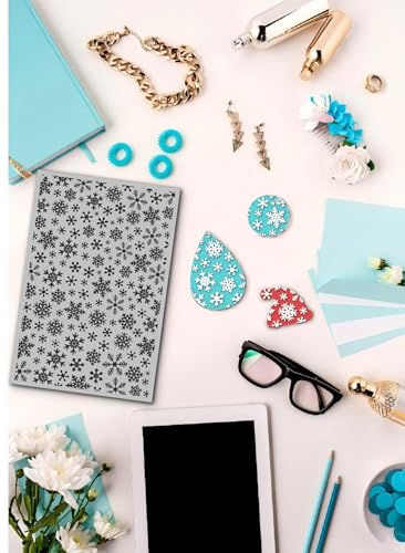 Snowflakes Polymer Clay Texture Mat for Earrings Jewelry Making, Christmas Snowflake Clay Texture Sheets for Polymer Clay Projects Floral Stamps for Clay Earrings Tools