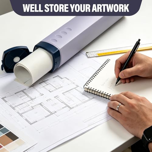 DEWEL Adjustable Poster Tube 24.5"-42", Waterproof Plastic Document Storage Tube Telescoping Carrying Case, Light Resistant Drawing Tube Painting Picture Tube Holder (Purple-Large Size) - color: Purple (Polygon), size: Large